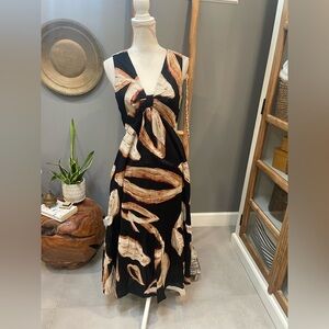 DKNY Black and Tan Maxi Dress
